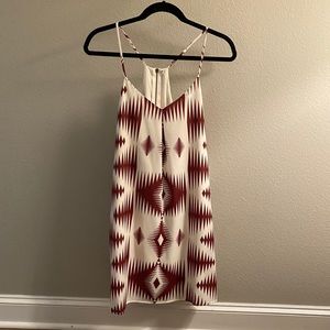 Maroon and White Patterned Dress